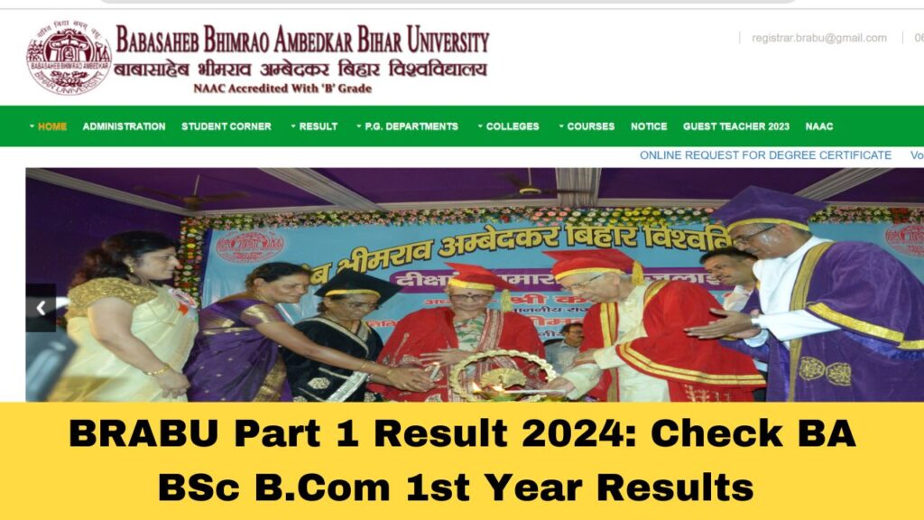 BRABU Part 1 Result 2024: Check BA BSc BCom TDC 1st Year Results @brabu.net