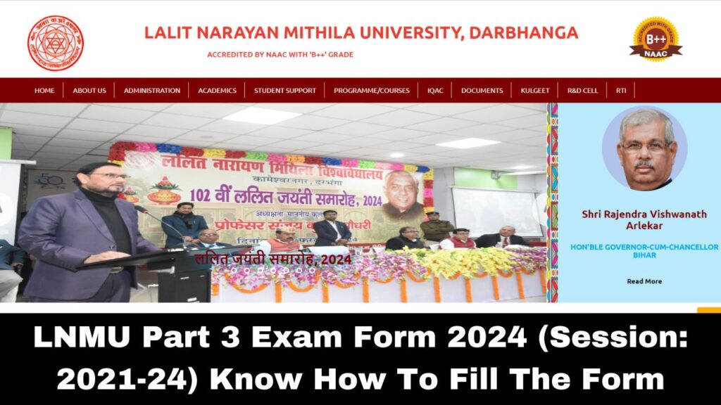 LNMU Part 3 Exam Form 2024 (Session: 2021-24) Know How To Fill The Form